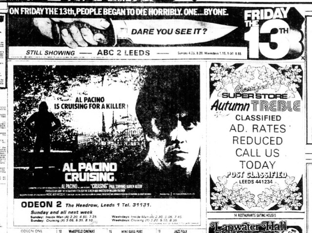 CruisingFriday13thLeedsAdMeathookCinema